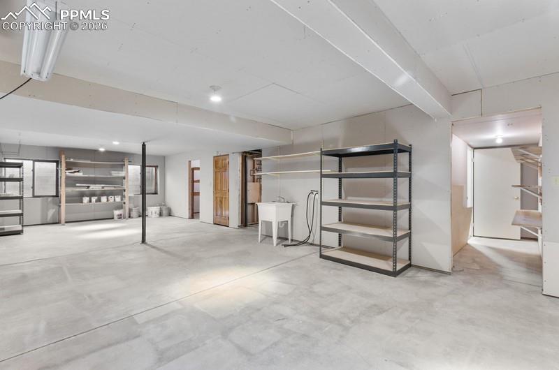 Unfinished basement area