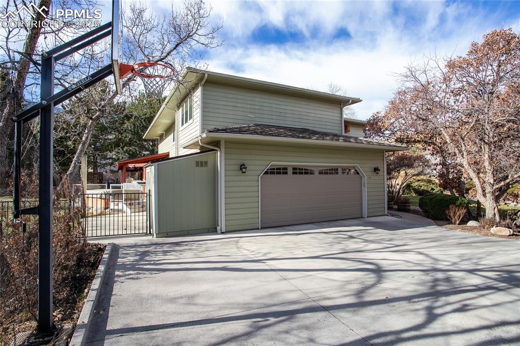 View of garage from the parking apron