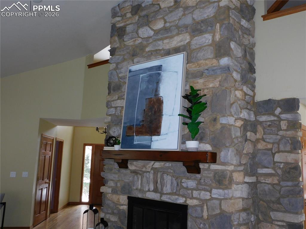 Huge stone gas fireplace
