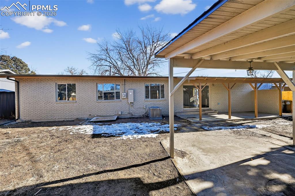 Backyard with storage shed