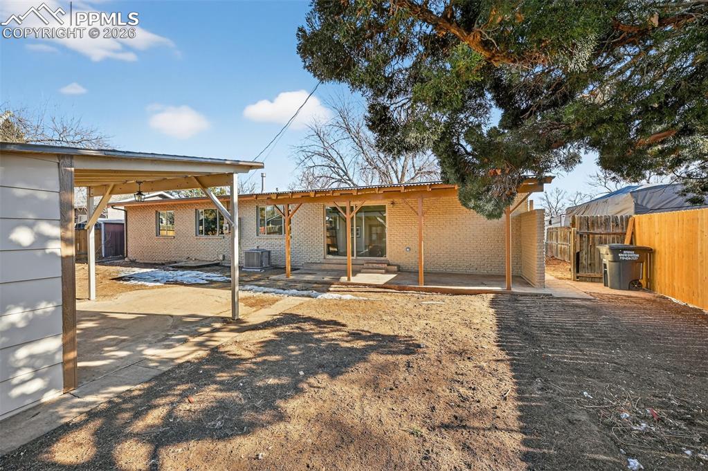 Backyard with storage shed