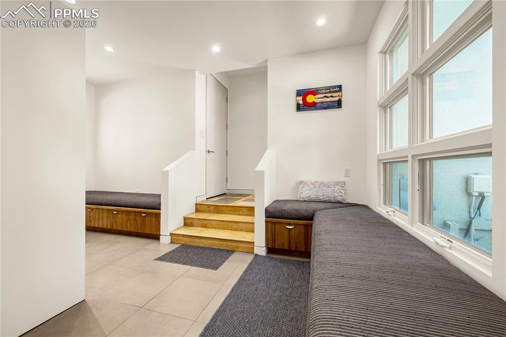 Ample seating & storage space in mudroom