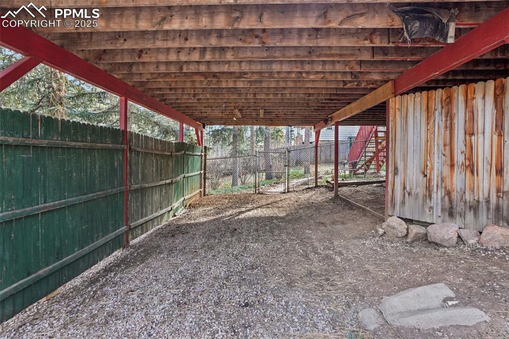 Covered parking off lower level