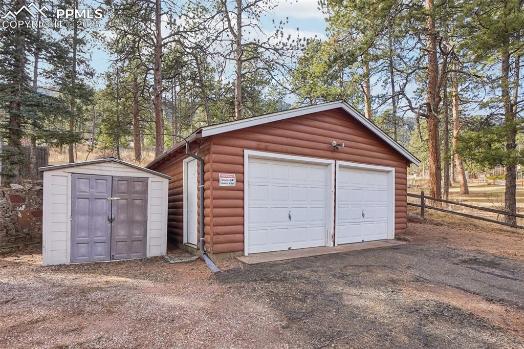 2 car detached garage and storage shed