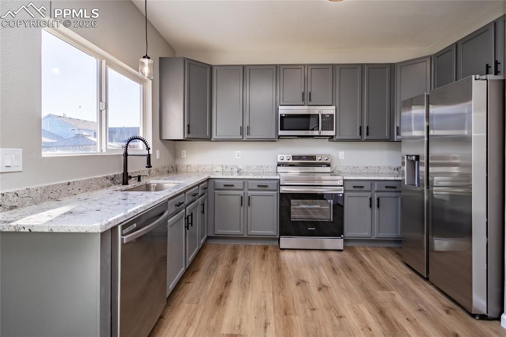 Check out the abundant counter and cabinet space!