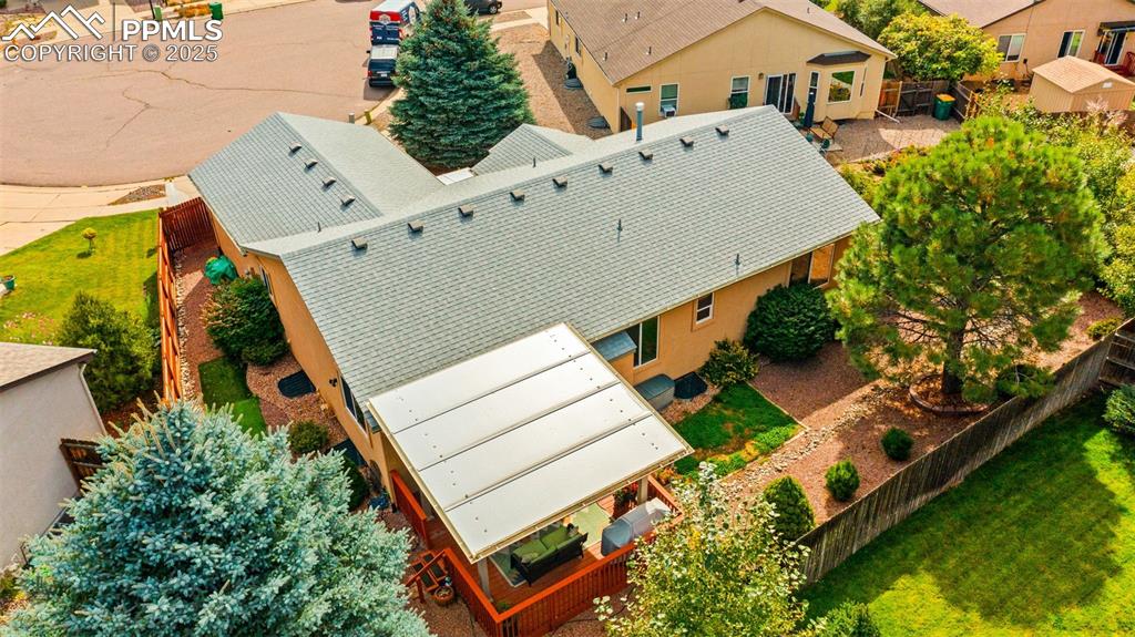 Aerial perspective of suburban area