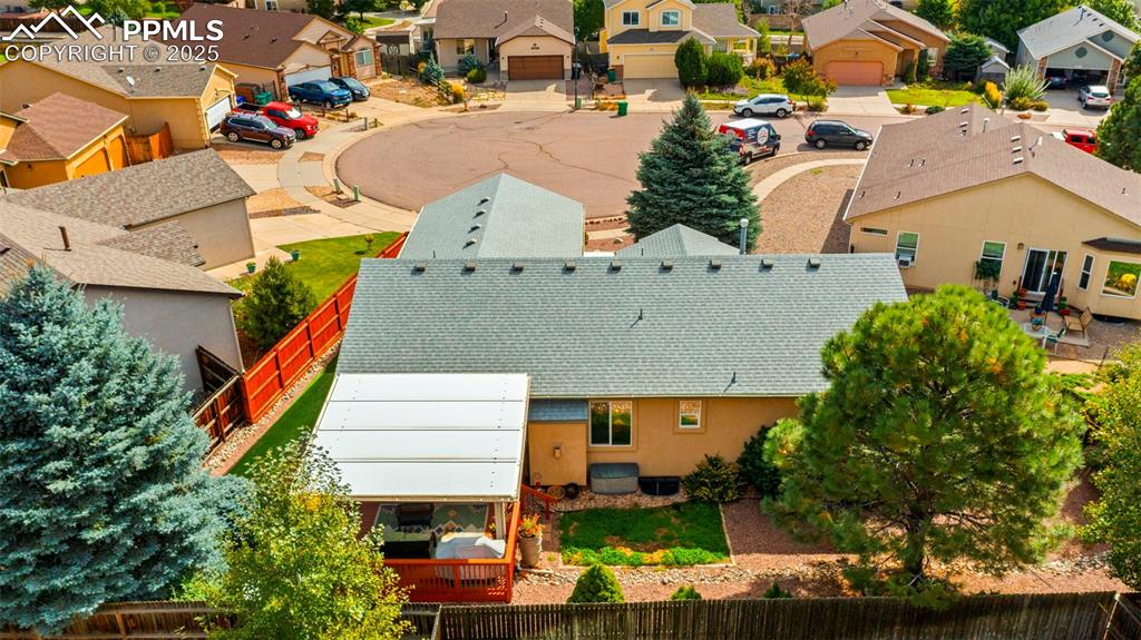 Aerial perspective of suburban area