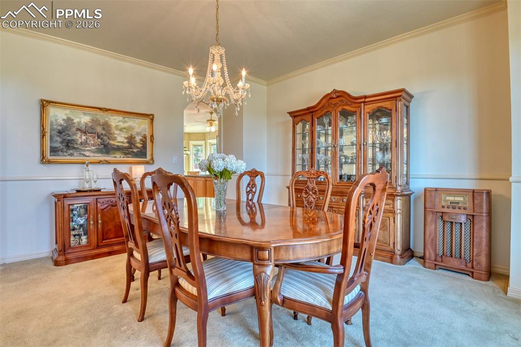 Dining room conveniently is located next to the kitchen. 