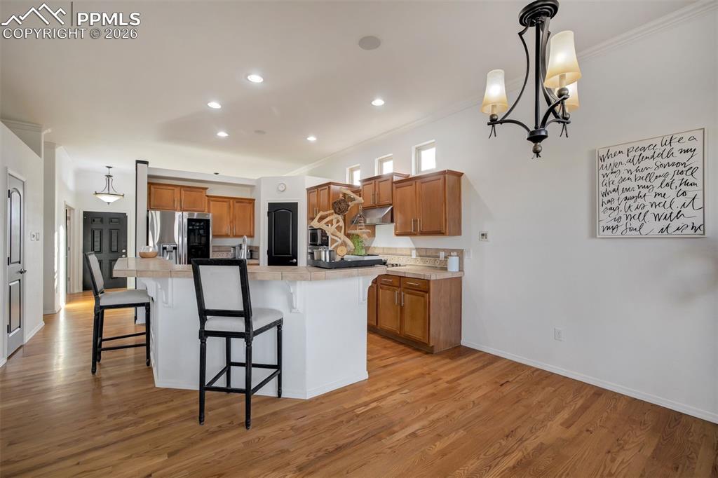 Dining area located right next to the kitchen