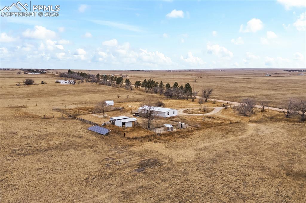 Aerial view of sparsely populated area