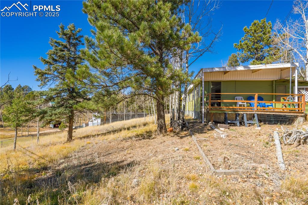 View of yard with a deck
