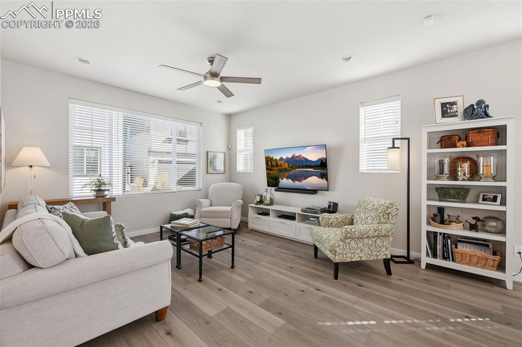 Large family room with tons of natural light