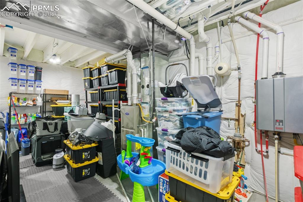 large storage space in the basement