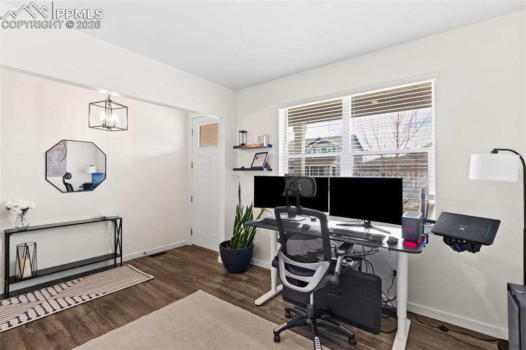 Main level office of flex room