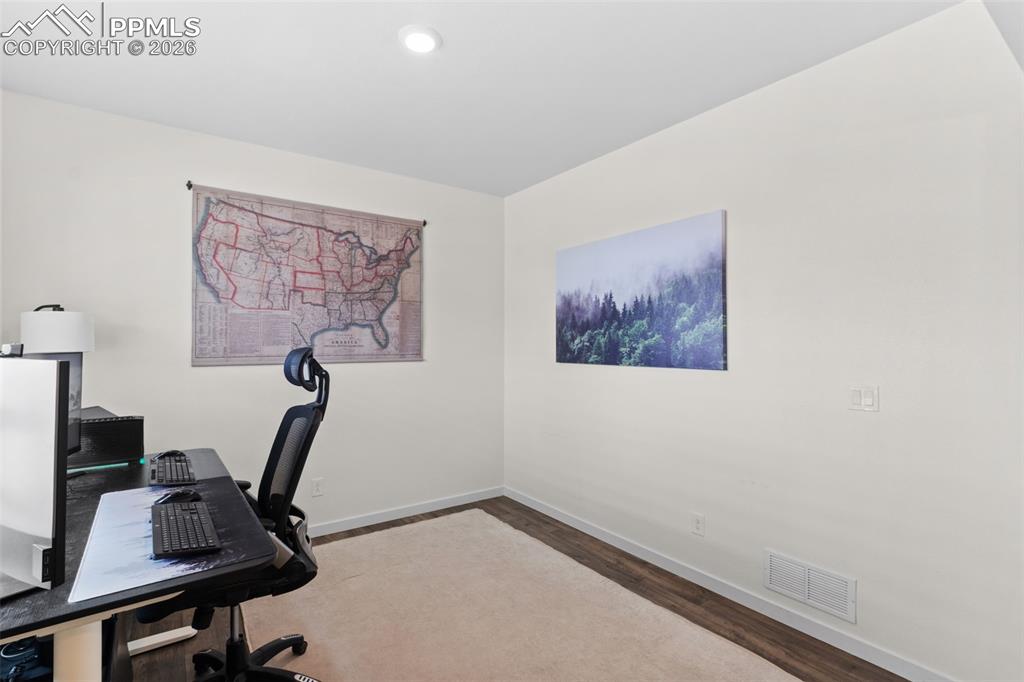 Main level office of flex room