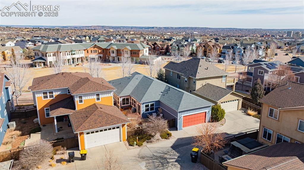 Aerial perspective of suburban area