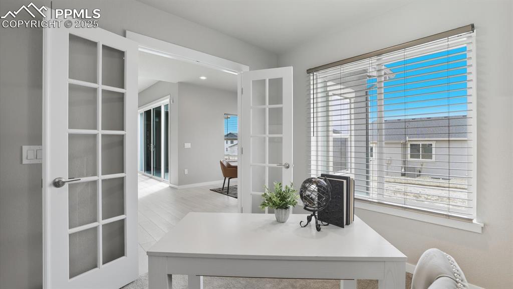 French doors into the main level office.