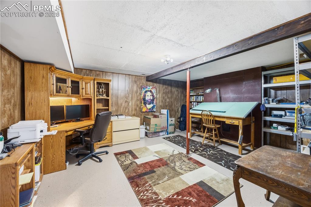 basement with fresh epoxy flooring