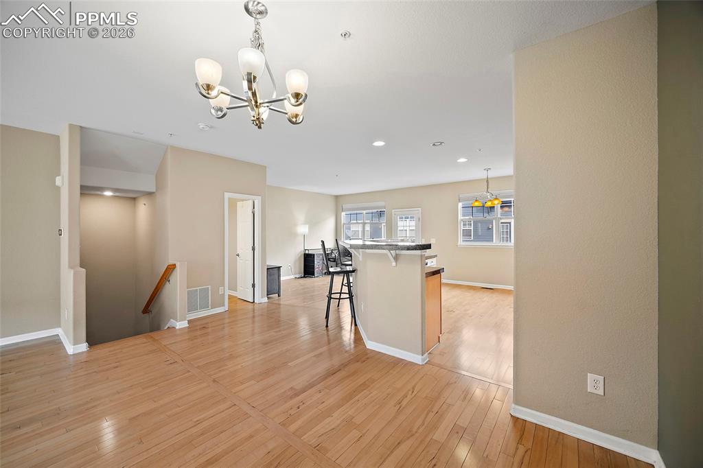 Gorgeous wood floors on this level. 