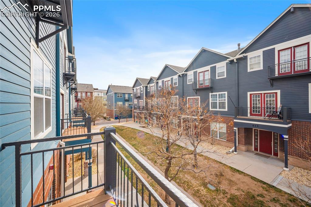 Walk out from the living room.  Front of the home. 