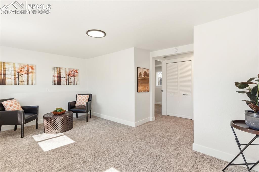 Lower-level living area ideal for entertaining or relaxing