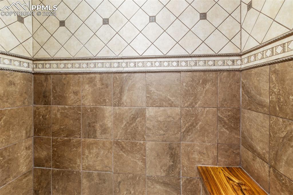 Bathroom view of tiled shower