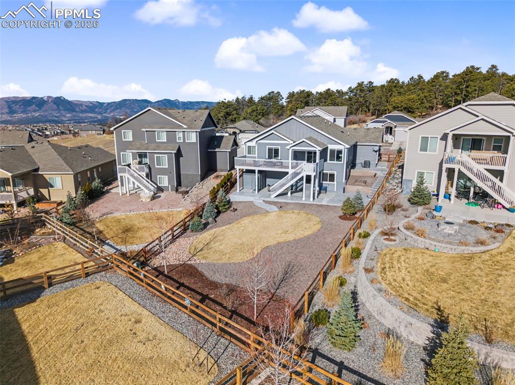 Aerial perspective of suburban area