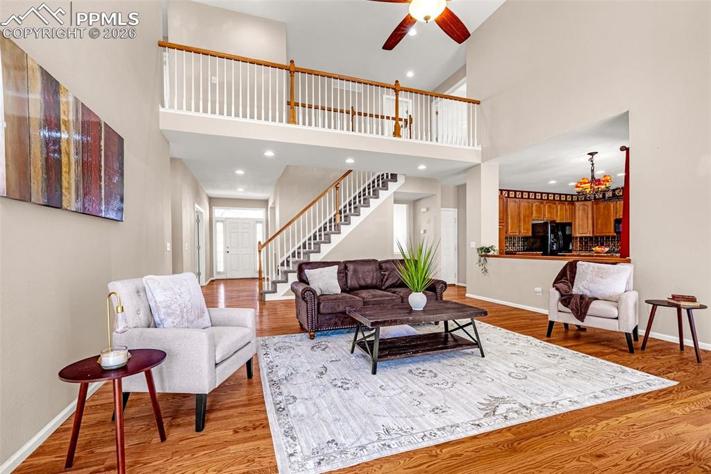 Upper level overlook to bedrooms and laundry room