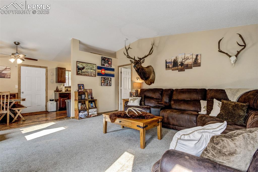 Spacious living room on the upper level
