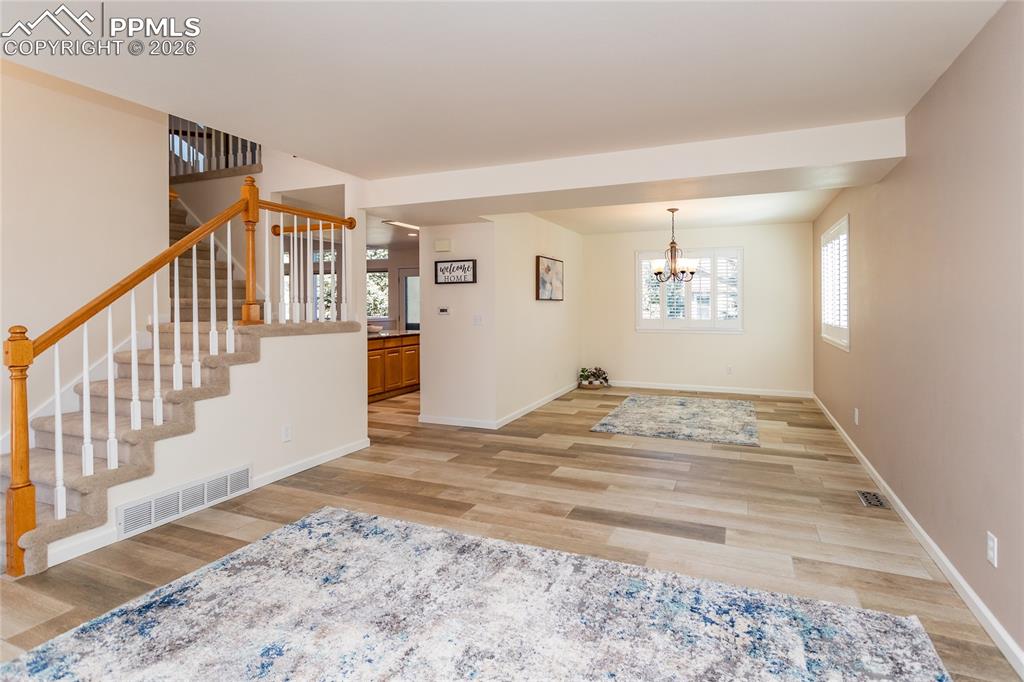 Notice how the living room flows into the dining room.