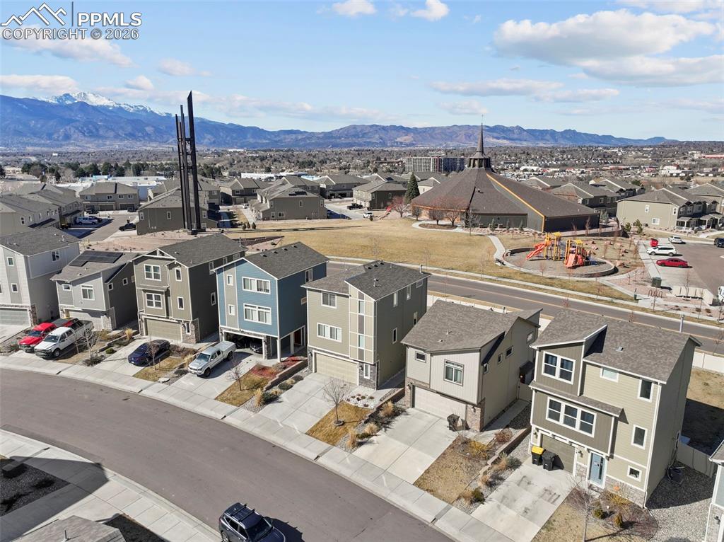 The old church behind the home is now the community center. 