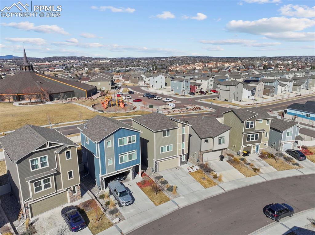The old church behind the home is now the community center. 