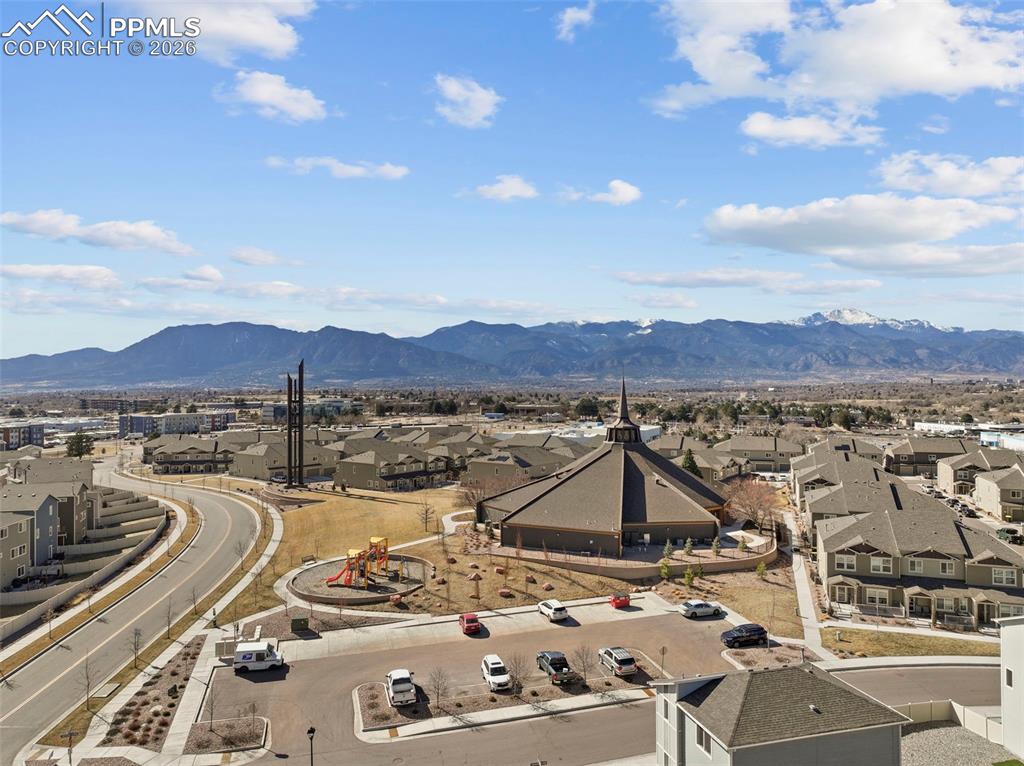 The old church behind the home is now the community center. 