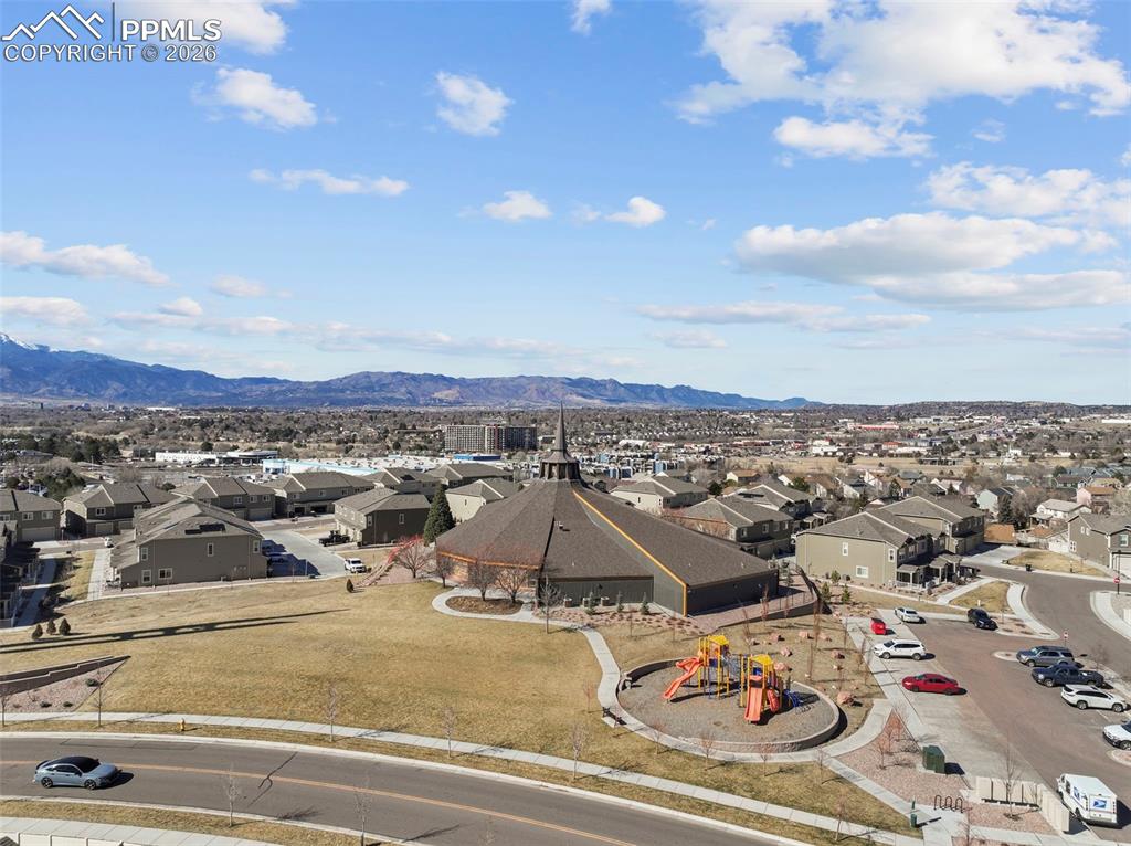 The old church behind the home is now the community center. 