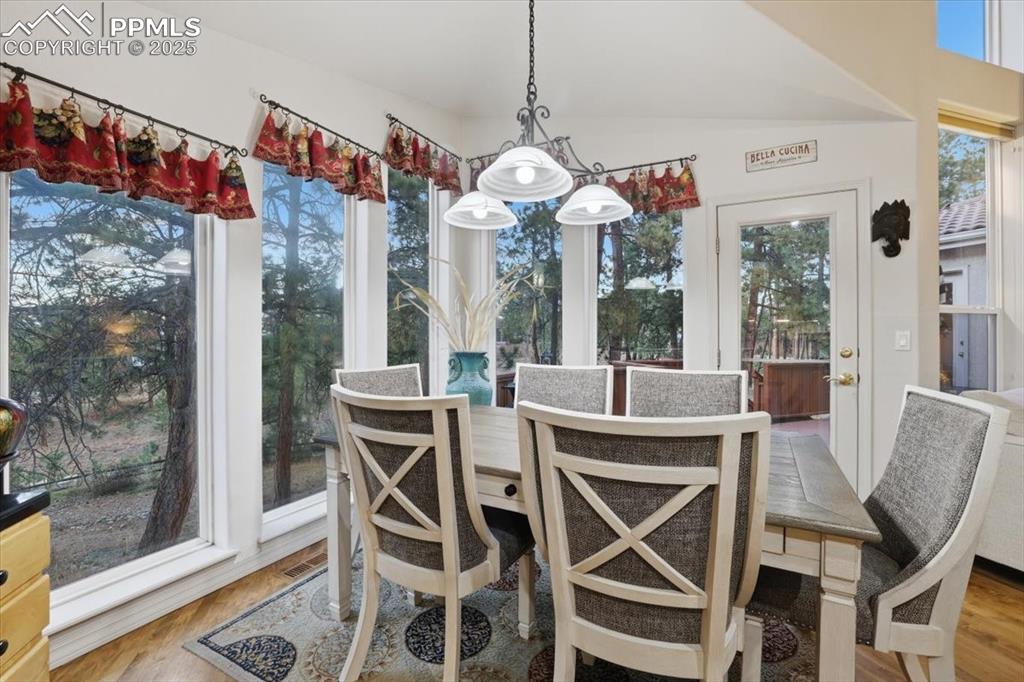 Informal dining area with walk-out onto patio