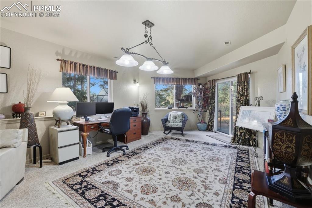 Basement family room with walk-out onto lower patio