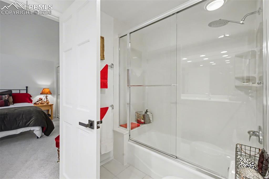 Upper level jack and jill style bathroom