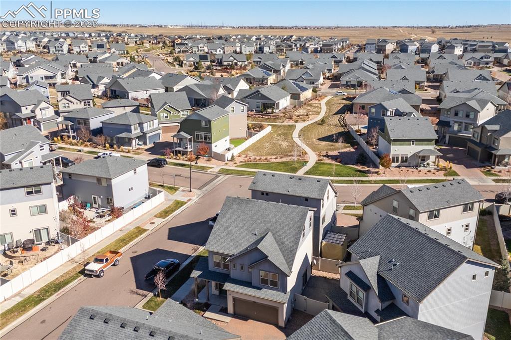 Aerial view of residential area