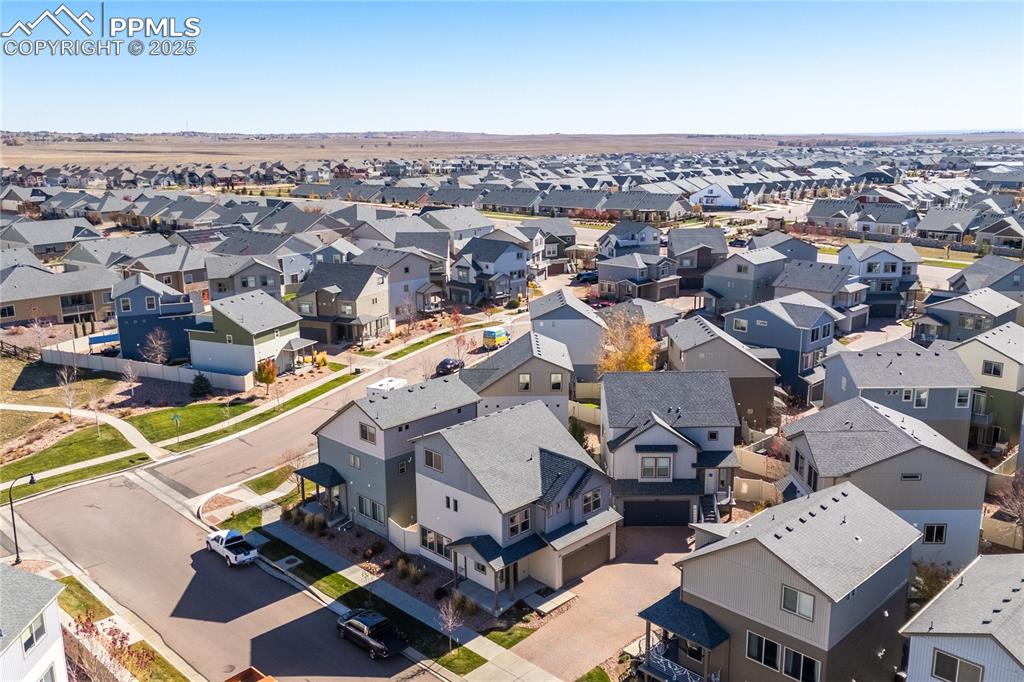 Aerial perspective of suburban area