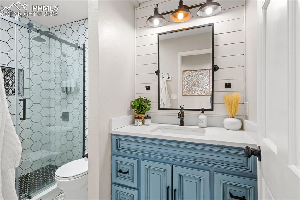 Beautiful walk-in shower in main level bathroom