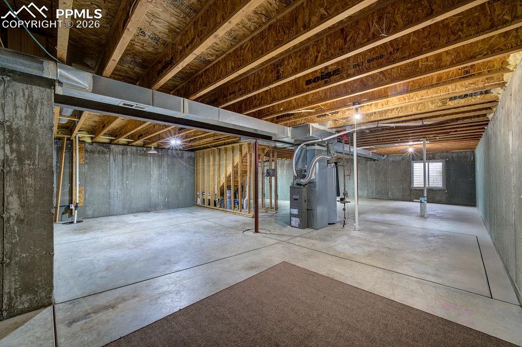 Endless potential to expand your living space in the 1242 sf unfinished basement.