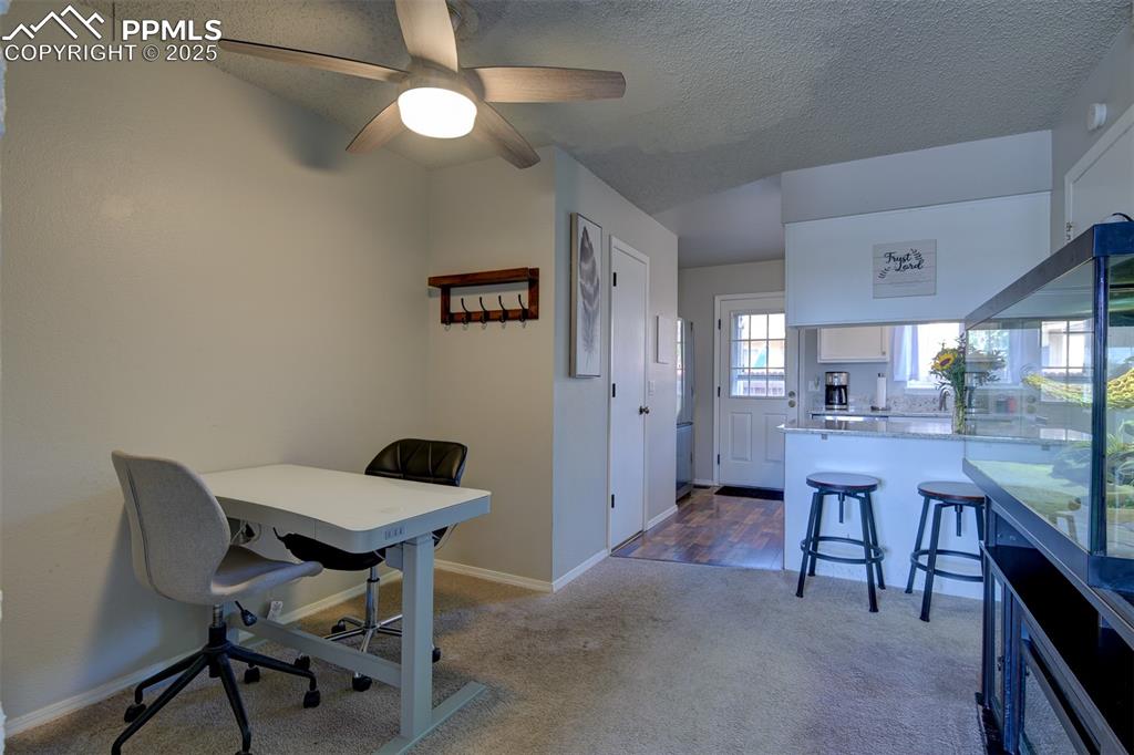 Dining area off the kitchen showing the breakfast bar 