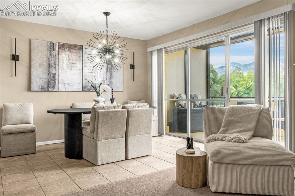 Gorgeous mountain views while you enjoy your coffee on the balcony or from the masterfully designed dining area!