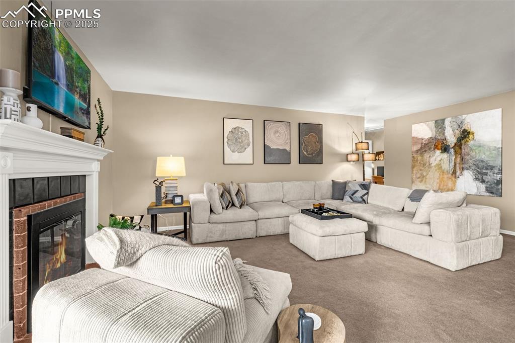 Elegant living room and hall to bedrooms