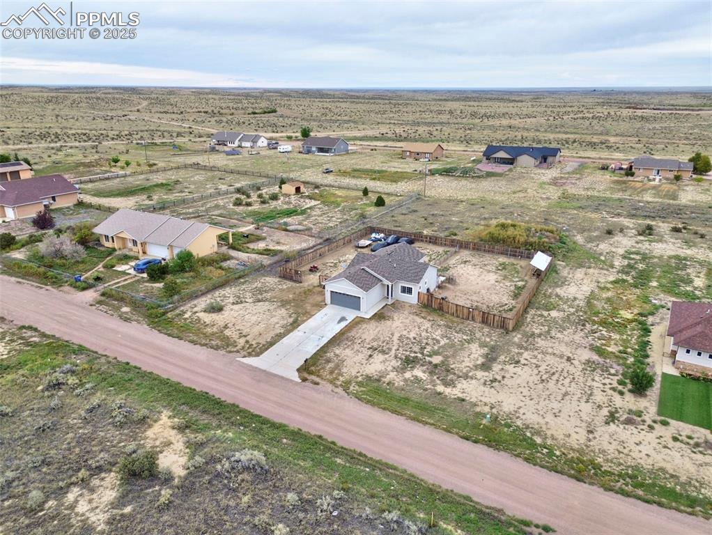 Aerial view of sparsely populated area