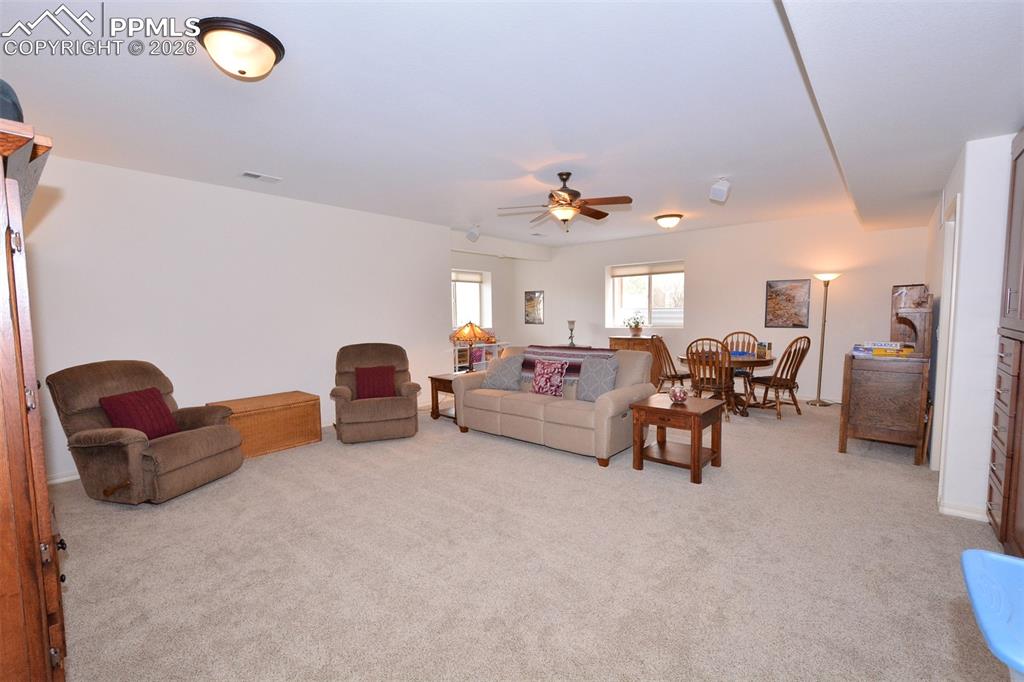 Family room in basement