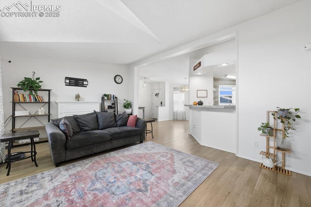 Living room with light wood finished floors