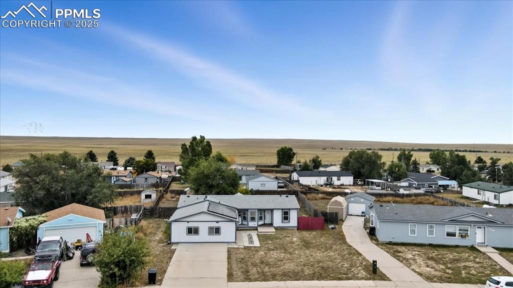 Aerial view of residential area