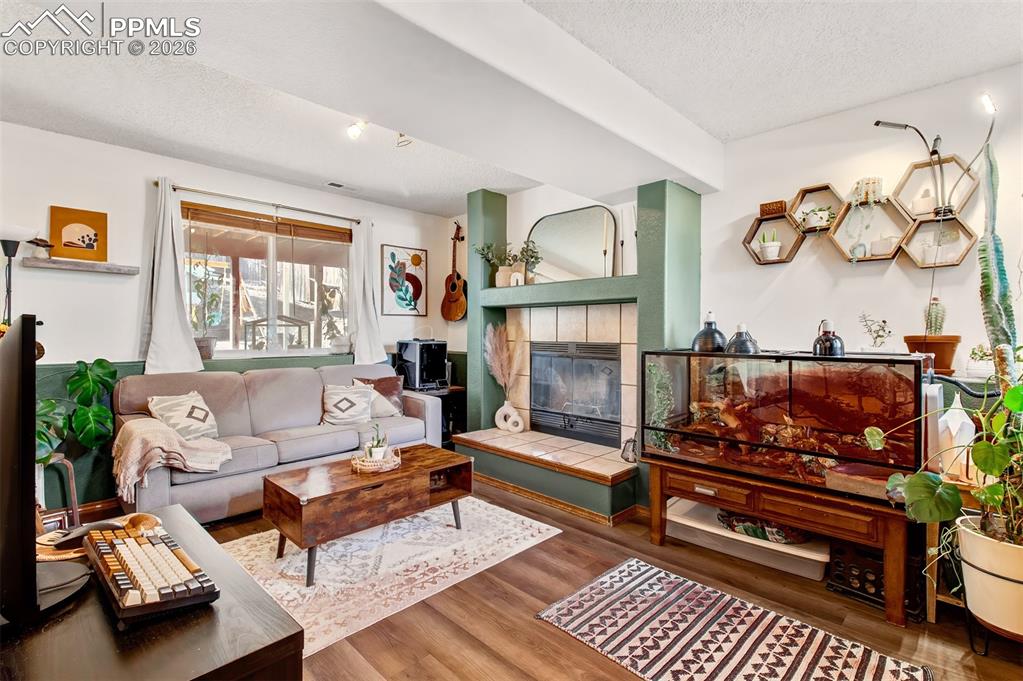 The family room with wood burning stove is on garden level so you still get plenty of light and views of the backyard