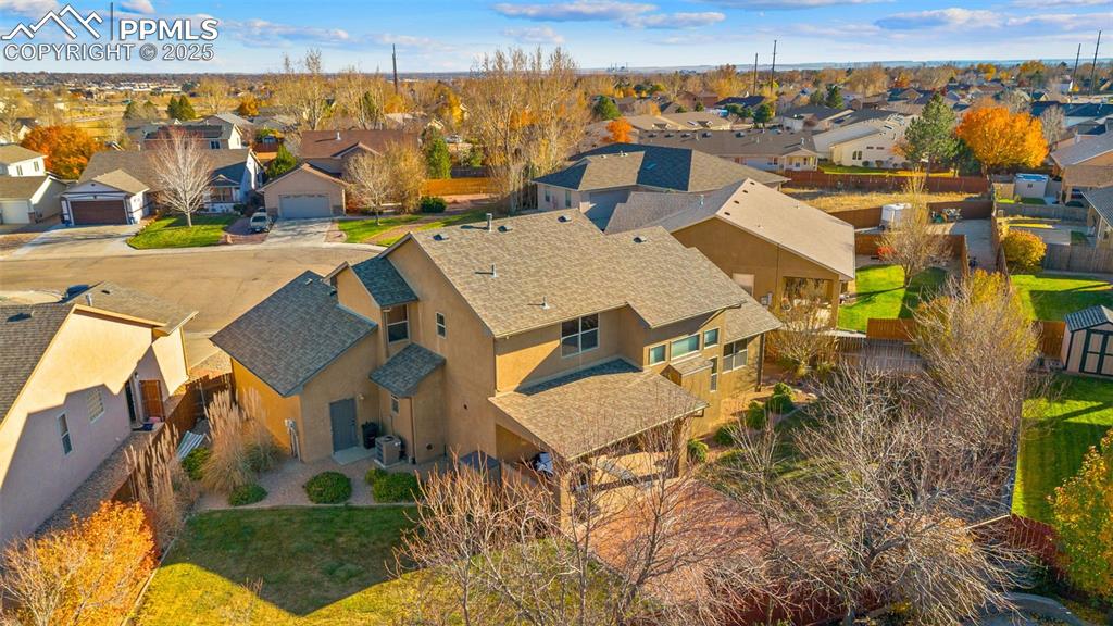 Aerial perspective of suburban area